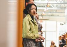 Lizzy watching speaker